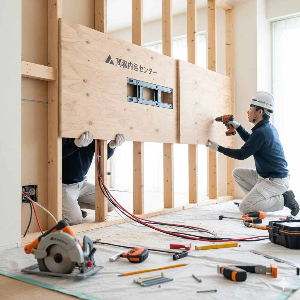 壁掛けテレビの下地補強事例